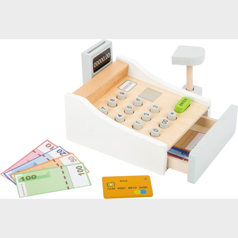 Legetjs Kasseapparat I Tr - Inkl. Legepenge - Hvid - Small Foot