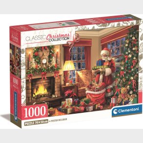 Julepuslespil - 1000 Brikker - Julemandens Besg - Clementoni