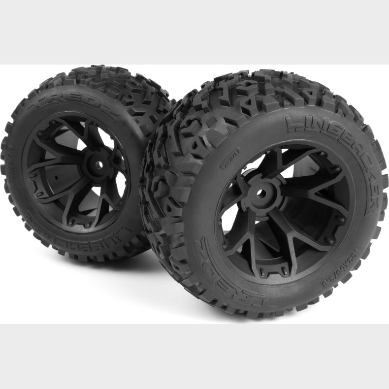 Mounted Linebacker Tire On Mt Wheel (black/2pcs) - Mv150680 - Maverick Rc