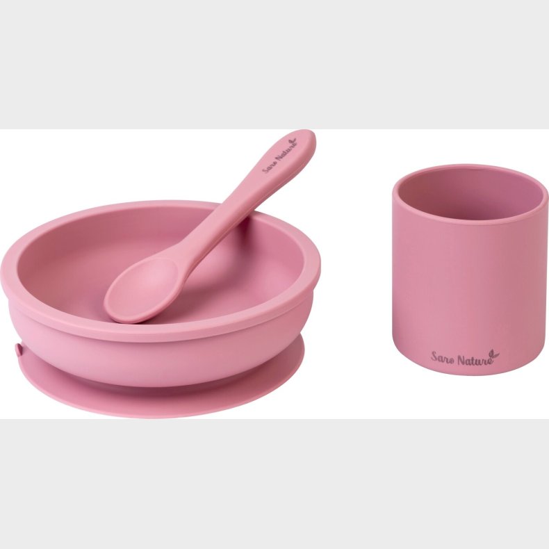 Saro Baby - Silicone Spisest 3 Dele Pink