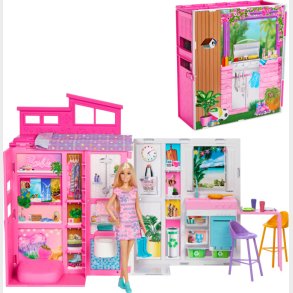 Barbie - Getaway Doll House & Doll (hrj77)