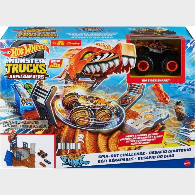 Hot Wheels - Monster Trucks Arena Smashers Tiger Shark Spin-out Challenge (hnb93)