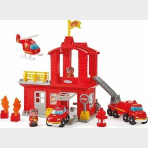 Brandstation Legetj Til Brn - Inkl. Helikopter, Brandbiler, Figurer - Ecoiffier Abrick