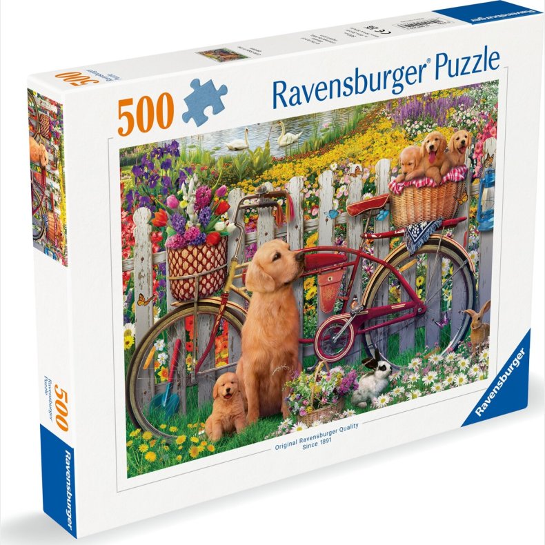 Ravensburger - Puslespil Cute Dogs In The Garden 500 Brikker