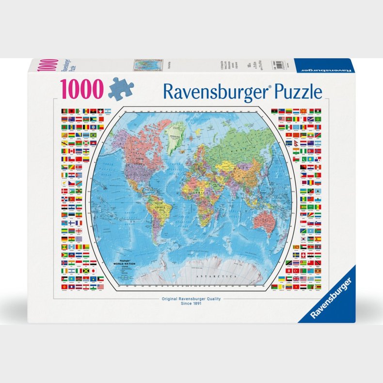 Ravensburger - Puslespil Political World Map 1000 Brikker