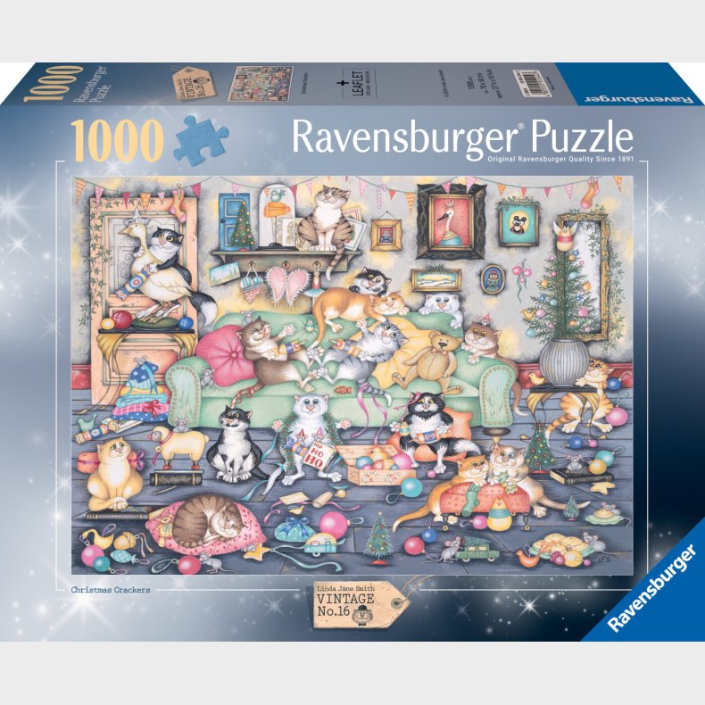 Ravensburger - Puslespil Crazy Cats Christmas Crackers 1000 Brikker