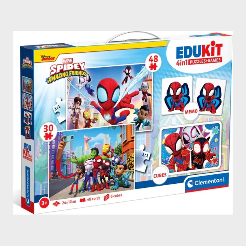 Spidey Puslespil Og Vendespil - Edukit 4-i-1 - Clementoni