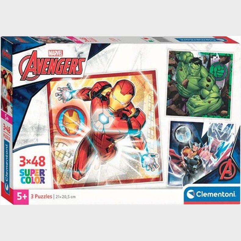 Avengers Puslespil - Marvel - Color - 3x48 Brikker - Clementoni