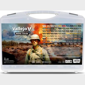 Vallejo - Model Color Military Case - 76 Stk Maling + 4 Midler - 70253
