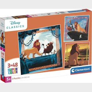 Clementoni Puslespil - Disney Lvernes Konge 3-i-1 - 3x48 Brikker