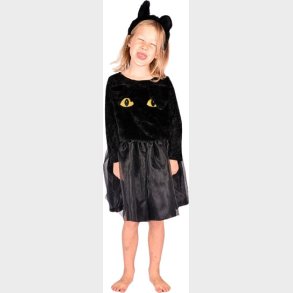 Den Goda Fen - Black Cat Dress W. Head Piece (110-116 Cm) (f77011)