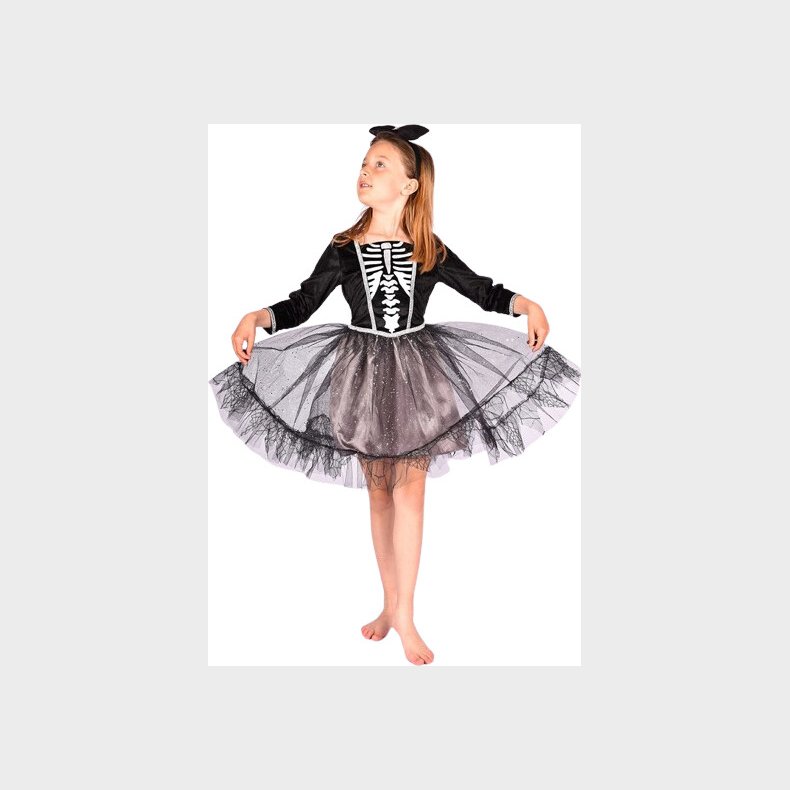 Den Goda Fen - Skeleton Dress W. Headband (110-116 Cm) (f77732)