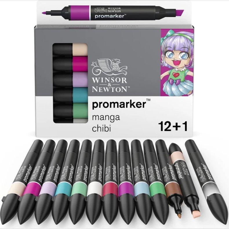 Winsor &amp; Newton - Promarker - 12+1 Dele - Manga Chibi