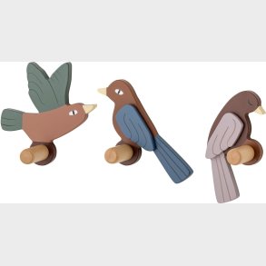 Bloomingville Mini - Lewi Fugle Knager Til Brn - Brun - Mdf - 3 Stk