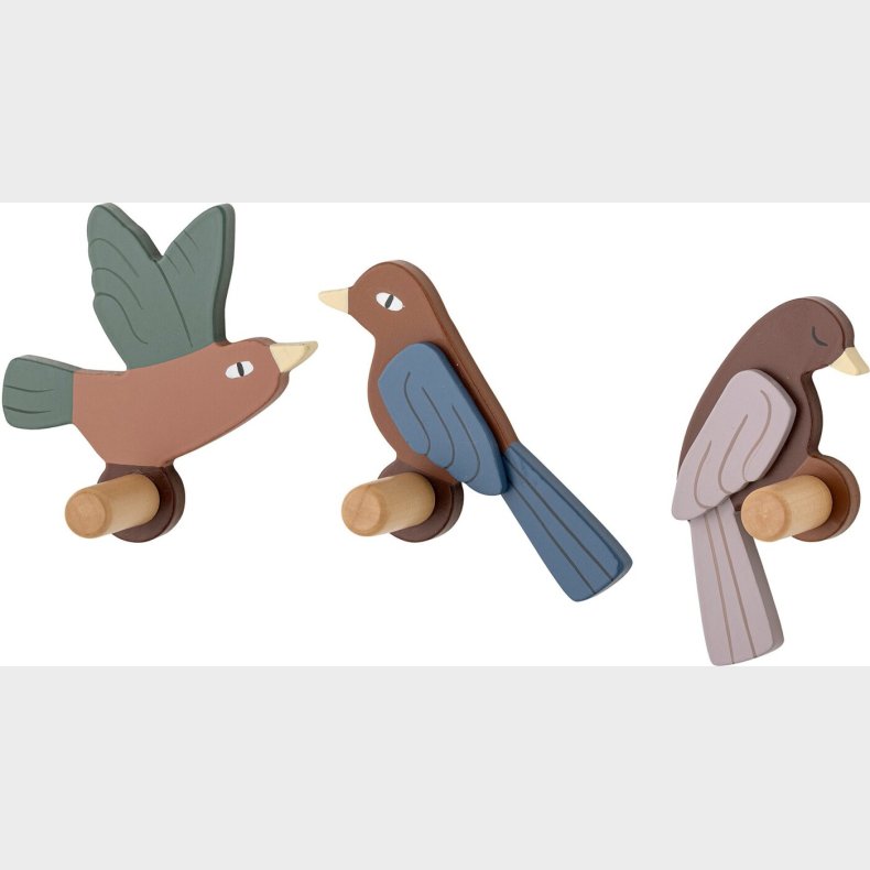 Bloomingville Mini - Lewi Fugle Knager Til Brn - Brun - Mdf - 3 Stk