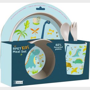 I-drink - Rpet Brnest Med Kop, Skl, Tallerken Og Bestik - Dino