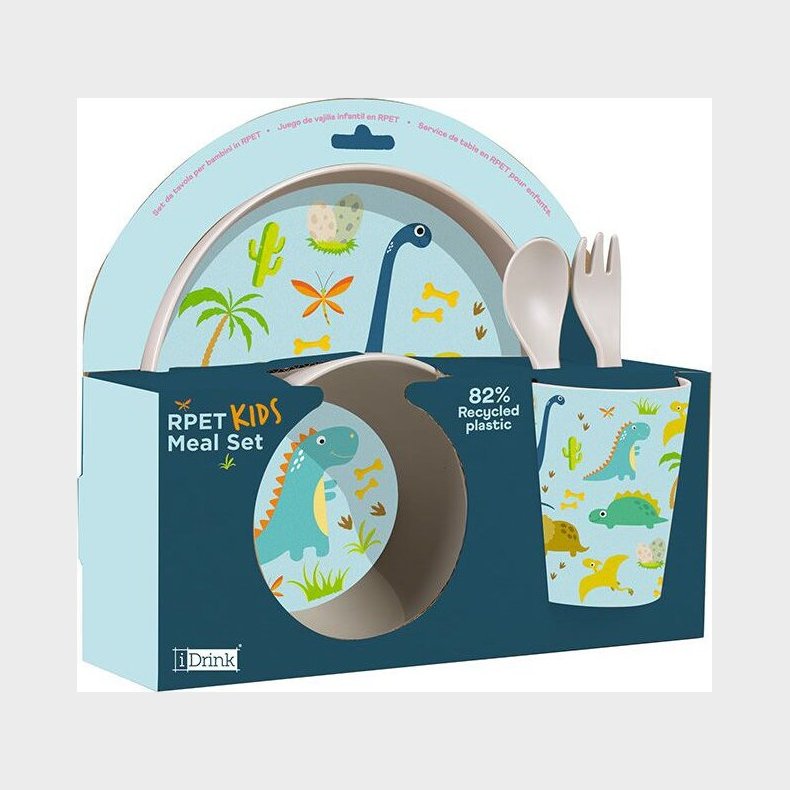 I-drink - Rpet Brnest Med Kop, Skl, Tallerken Og Bestik - Dino