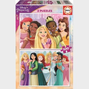 Educa - Puslespil I Tr Med 2x100 Brikker - Disney Prinsesser