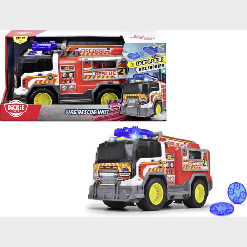 Dickie Toys - Brandbil Legetj Med Lys Og Lyd - Fire Rescue Unit