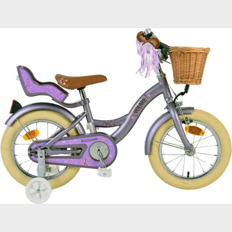 Volare - Brnecykel Med Stttehjul - 14''tommer - Blomstret Lilla