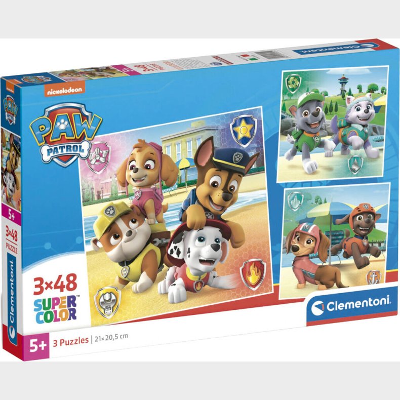 Paw Patrol Puslespil - Super Color - 3x48 Brikker - Clementoni