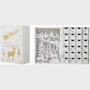 Bloomingville - Elimar Julekalender Med Lys - Hvid - Krydsfiner