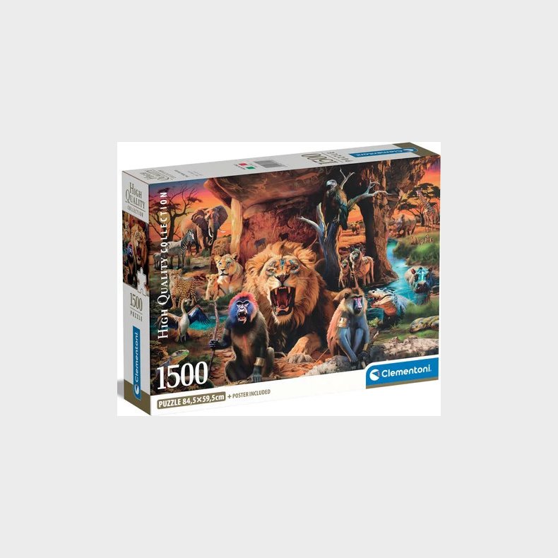 Clementoni Puslespil - Afrikanske Dyr - High Quality - 1500 Brikker