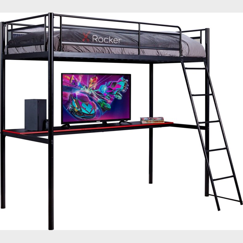 Xrocker Hq High Sleeper Gaming Bed With Desk - Black And Red