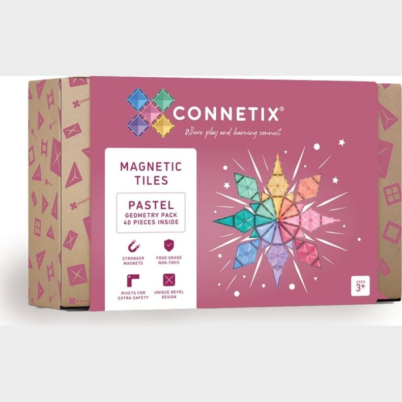 Connetix - Geometry Pack - Magnetst 40 Dele - Pastel (ct-p-00040-ge)