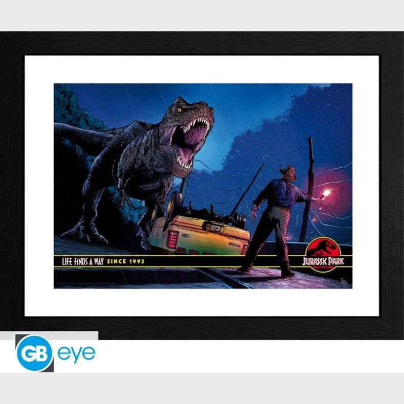 Jurassic Park - Framed Print Alan Grant Vs T-rex (30x40) X2