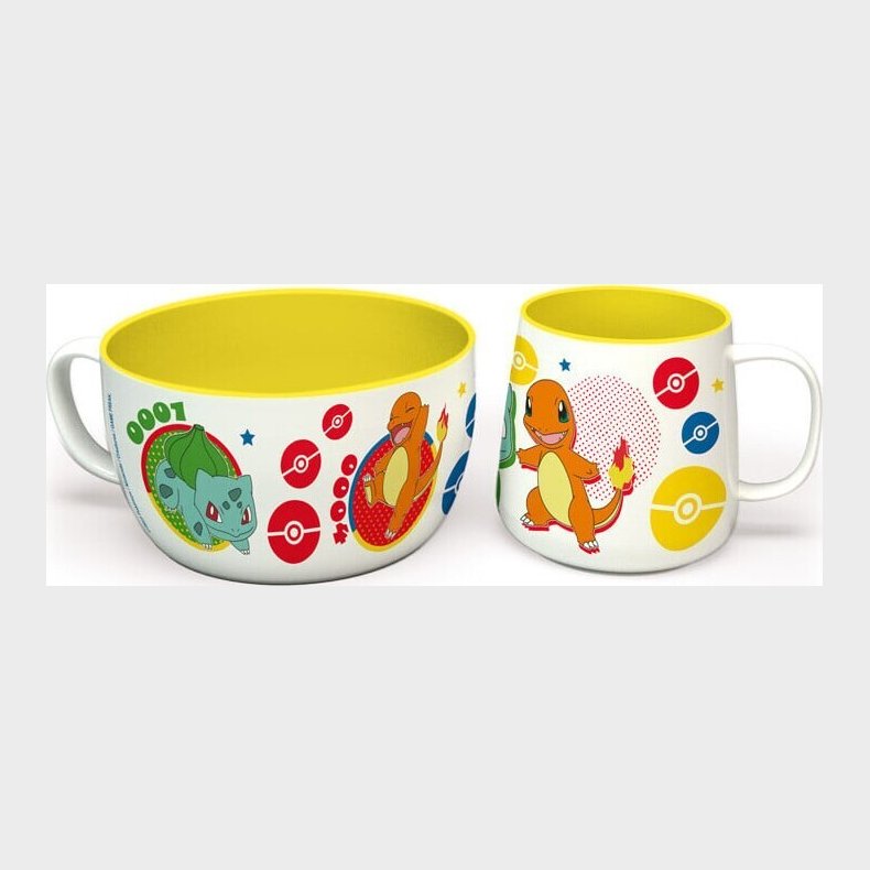 Pokemon - Breakfast Set Mug + Bowl - Pikachu & Kanto Starters