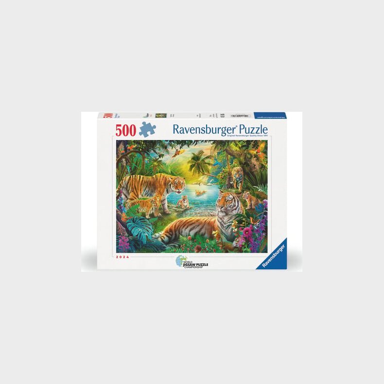 Ravensburger - Tiger Family In The Oasis - 500 Brikker