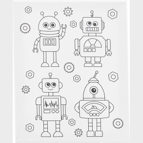 Malerlrred Med Print - Robotter  - D 1,6 Cm - Str. 24x30 Cm - 360 G - 1 Stk.