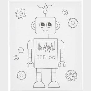 Malerlrred Med Print - Robot - D 1,6 Cm - Str. 24x30 Cm - 360 G - 1 Stk.