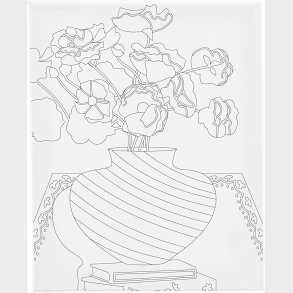 Malerlrred Med Print - Buket I Vase - D 1,6 Cm - Str. 24x30 Cm - 360 G - 1 Stk.