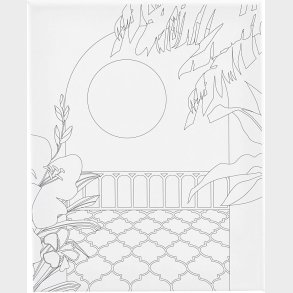 Malerlrred Med Print - Solrig Balkon  - D 1,6 Cm - Str. 24x30 Cm - 360 G - 1 Stk.