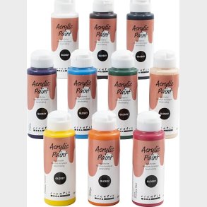 Akrylmaling Blank - Assorterede Farver - 10x120ml
