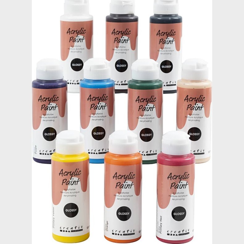 Akrylmaling Blank - Assorterede Farver - 10x120ml