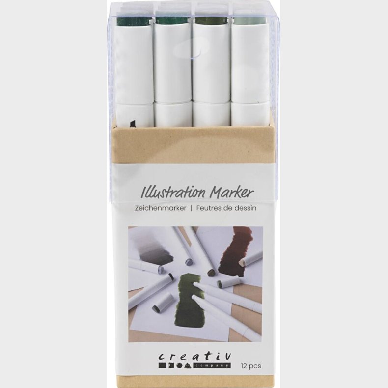 Illustration Marker - Tykkelse 1+8 Mm - Naturfarver - 12stk.