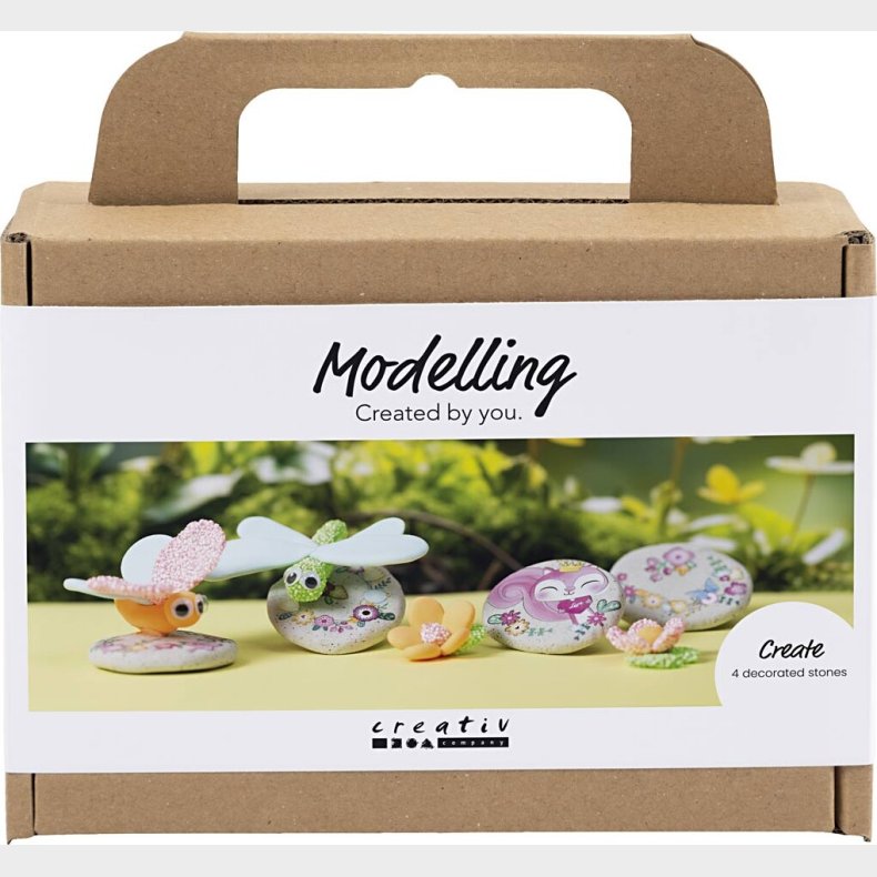Mini Diy Kit Modellering - Sten Med Insekt - Gr - Lys Pink - Lys Turkis