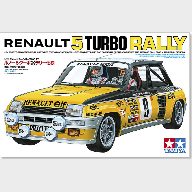 Tamiya - Renault 5 Turbo Rally Model Bil Byggest - 1:24 - 24027