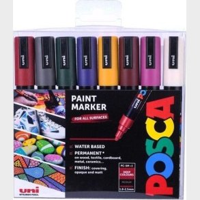 Posca - Pc5m Tusch 2,5 Mm - Dybe Farver, 8 Stk
