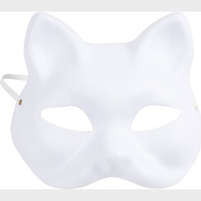 Kattemaske - H 17,5 Cm - B 18,5 - Hvid - 1 Stk.