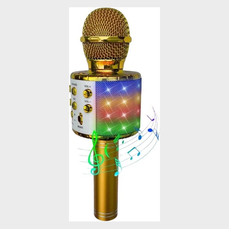 Party Fun Lights - Karaoke Mikrofon Med Hjttaler - Guld