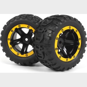 Slyder Mt Wheels/tires Assembled (black/yellow) - 540260 - Blackzon