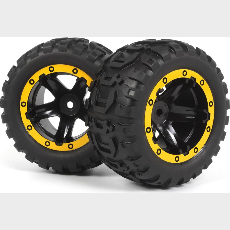 Slyder Mt Wheels/tires Assembled (black/yellow) - 540260 - Blackzon