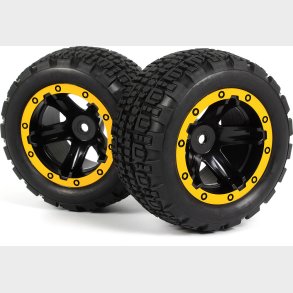 Slyder St Wheels/tires Assembled (black/yellow) - 540261 - Blackzon