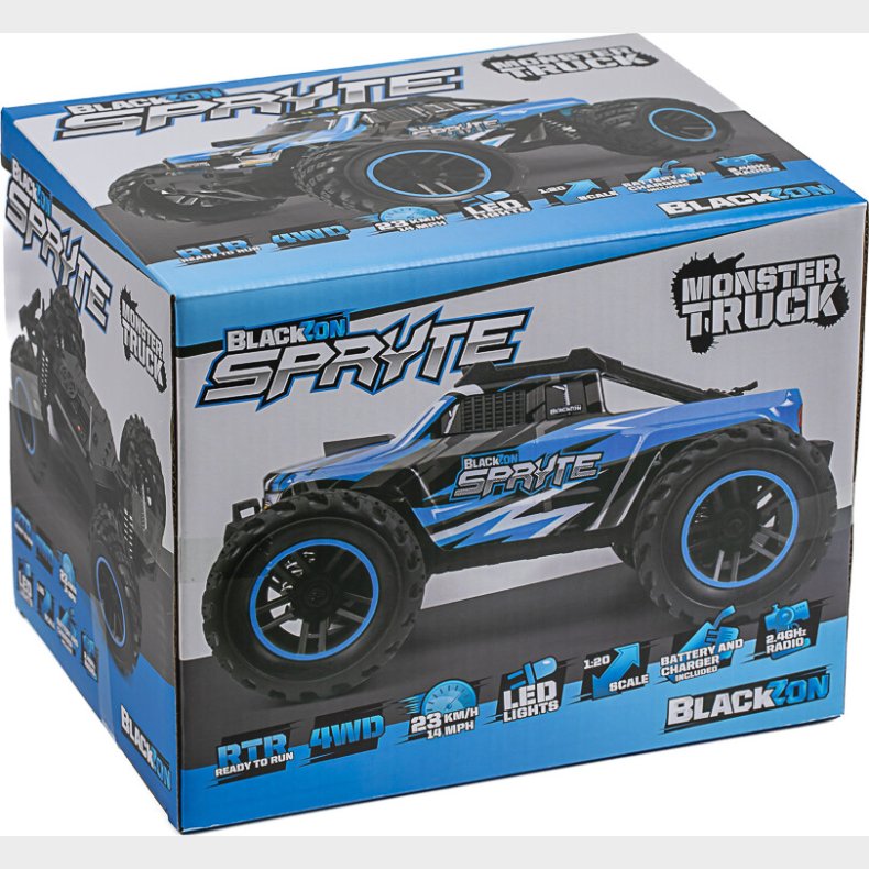 Blackzon - Rc Monster Truck Bil - Spryte Mt 1/20 4wd - Bl