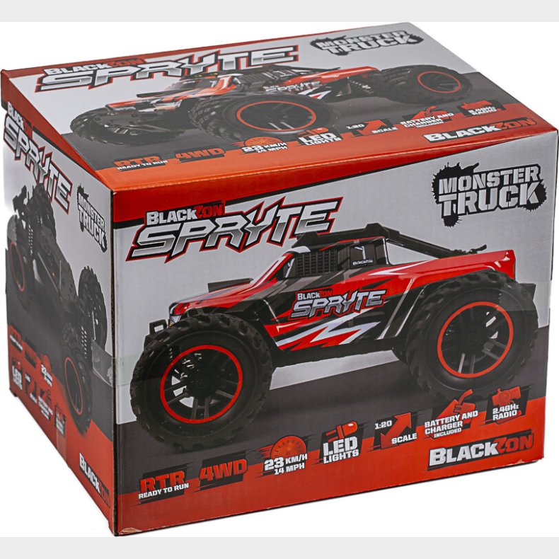 Blackzon - Rc Monster Truck Bil - Spryte Mt 1/20 4wd - Rd