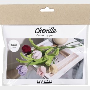 Mini Diy Kit Chenilleblomster - Tulipaner - Assorterede Farver